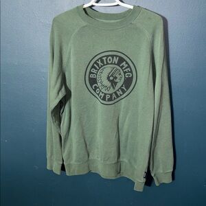 BRIXTON Men’s Big Chief Logo Green Crewneck Sweatshirt Size Large